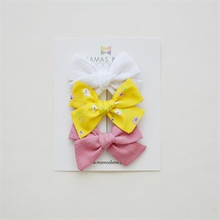 Mini Kurdele Klips Set // Yellow Flower